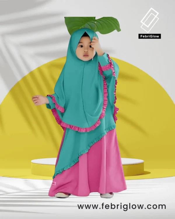 নূরানী বেবি বোরকা - সবুজ গোলাপি